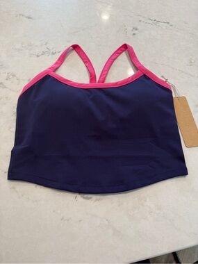 ACTA Navy Tank Top with Hot Pink Trim